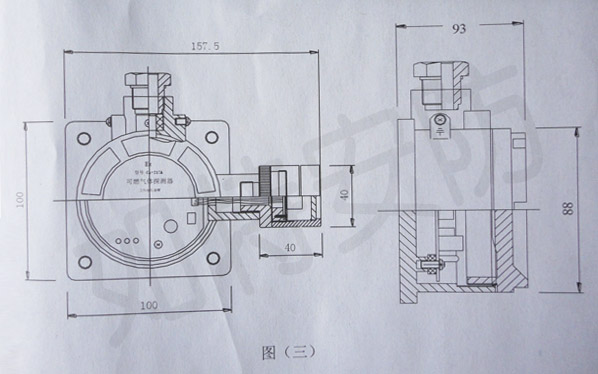 CA-217A-D可燃气体探测器隔爆结构尺寸图